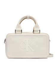 Calvin Klein Torebka Bold Ck Elongated Mini Tote LV04F3411G Biały. Białe torebki klasyczne damskie CALVIN KLEIN, bez wzorów, ze skóry, bez dodatków. Za 489.99 zł.
