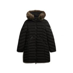 Parka dla kobiet Superdry Fuji. Czarne parki damskie Superdry., na zimę, bez wzorów. W wyprzedaży za 591.50 zł.