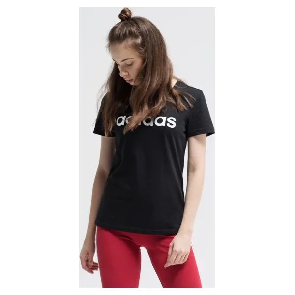 Adidas Koszulka Ss W Linear 1 , czarny, rozmiar M. Czarne t-shirty damskie Adidas, m, z aplikacjami, z bawełny, bez kołnierzyka. Za 79.99 zł.