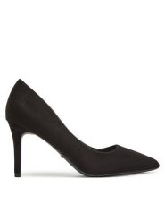 DeeZee Szpilki IV-DBC Czarny. Czarne szpilki DeeZee, bez wzorów, z materiału, bez obcasa. Za 129.99 zł.
