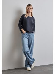 Street One Bluzka w kolorze granatowym rozmiar: 36. Niebieskie bluzki damskie Street One, bez wzorów, street, bez kołnierzyka, bez ramiączek. Za 91.34 zł.