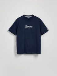 T-shirt comfort fit - granatowy. Niebieskie t-shirty męskie Reserved, l, bez wzorów, z bawełny, bez kołnierzyka. W wyprzedaży za 35.99 zł.