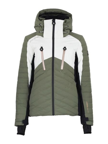 Peak Mountain Kurtka narciarska "Acharme" w kolorze oliwkowo-białym rozmiar: S. Białe kurtki narciarskie i snowboardowe damskie Peak Mountain, m, bez wzorów, bez kaptura, narciarskie. Za 592.99 zł.