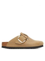 Birkenstock Klapki Boston Big Buckle Hex 1030425 Brązowy. Brązowe klapki damskie Birkenstock, bez wzorów, ze skóry, bez obcasa. Za 649.99 zł.