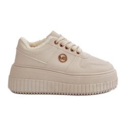 Sneakersy Buty Sportowe Damskie Ocieplane Na Masywnej Podeszwie Beżowe Verissha beżowy. Brązowe buty sportowe na co dzień damskie bez wzorów, ze skóry. Za 205.59 zł.