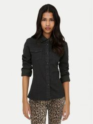 ONLY Koszula jeansowa Sasia 15352339 Czarny Slim Fit. Czarne koszule damskie Only, m, bez wzorów, z bawełny, bez kołnierzyka, bez ramiączek. Za 129.99 zł.