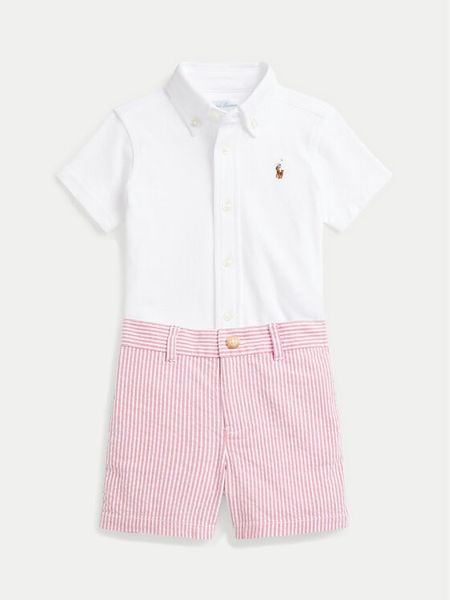 Polo Ralph Lauren Komplet koszula i szorty materiałowe 320966276001 Biały Regular Fit. Białe koszule chłopięce Polo Ralph Lauren, bez wzorów, z bawełny, bez kołnierzyka, bez ramiączek. Za 429.99 zł.
