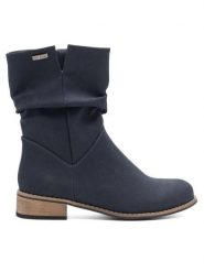 Clara Barson Botki WS14087-02 Granatowy. Niebieskie botki damskie Clara Barson, z materiału, bez obcasa, na płaskiej podeszwie, bez zapięcia. Za 139.99 zł.