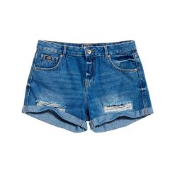 Spodenki turystyczne damskie Superdry Steph Boyfriend. Niebieskie szorty damskie Superdry., bez wzorów, z bawełny, sportowe. W wyprzedaży za 144.99 zł.
