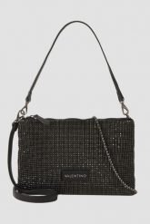 VALENTINO Czarna damska torebka z cyrkoniami Nabilah Pochette. Czarne torebki klasyczne damskie Valentino by Mario Valentino, bez wzorów, z poliamidu, bez dodatków. W wyprzedaży za 239.99 zł.