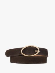 Brązowy pasek ze skóry welurowej. Brązowe paski damskie Ryłko, bez wzorów, z denimu, casualowe. Za 129.99 zł.