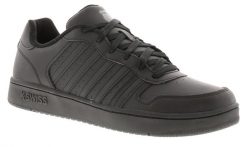Buty - sportowe - męskie - K-Swiss - Court Palisades - skórzane czarne. Czarne buty sportowe na co dzień męskie K-Swiss, z gumy, bez zapięcia, tenisowe. Za 139.00 zł.