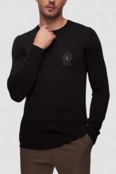 AERONAUTICA MILITARE Czarny męski sweter Crew Neck. Czarne swetry męskie AERONAUTICA MILITARE, l, bez wzorów, bez kołnierzyka. W wyprzedaży za 339.99 zł.