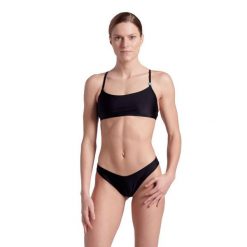Strój kąpielowy damski dwuczęściowy na basen plażę Arena Essentials. Czarne bikini damskie Arena, bez wzorów. Za 149.99 zł.