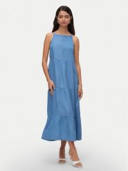 Vero Moda Sukienka letnia Fleur 10326075 Niebieski Loose Fit. Niebieskie sukienki damskie Vero Moda, na lato, m, bez wzorów, z lyocellu, bez kołnierzyka, bez ramiączek. Za 149.99 zł.