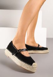 Czarne Espadryle Ozdobione Paskiem i Plecionką Fevandre. Czarne espadryle damskie Born2be, bez wzorów, bez obcasa. Za 74.99 zł.