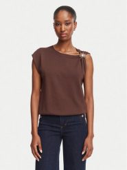 Morgan Bluzka 262-MCHOCO Brązowy ciemny Regular Fit. Brązowe bluzki damskie Morgan, m, bez wzorów, z wiskozy, bez kołnierzyka, bez ramiączek. Za 209.99 zł.