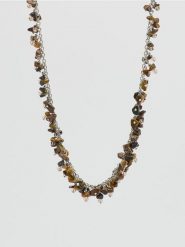 Naszyjnik z naturalnymi kamieniami - ciemnobrązowy. Brązowe naszyjniki damskie Reserved. Za 129.99 zł.