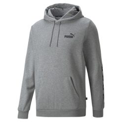Bluza sportowa męska Puma ESS+ Tape Hoodie FL. Niebieskie bluzy bez kaptura męskie Puma, bez wzorów, sportowe, bez kołnierzyka, bez ramiączek. Za 189.00 zł.