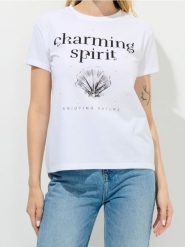 Koszulka - biały. Białe t-shirty damskie Sinsay, l, bez wzorów, bez kołnierzyka. W wyprzedaży za 12.99 zł.