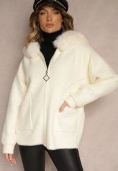 Jasnobeżowa Bluza z Wełną z Kapturem i Kieszeniami Ozdobiona Futerkiem Siliti. Brązowe bluzy z kapturem damskie Renee, na zimę, l, z jeansu. Za 159.99 zł.