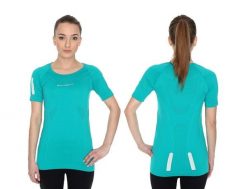 Koszulka damska krótki rękaw Brubeck Athletic lazurowa zieleń M SS11080. Niebieskie bluzki sportowe damskie Brubeck, m, z poliamidu, bez kołnierzyka, bez ramiączek. Za 77.99 zł.