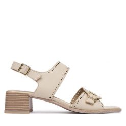 Sandały Caprice. Białe sandały damskie Caprice, bez wzorów, bez obcasa, na słupku. Za 339.99 zł.