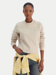 Tommy Jeans Bluza Flag DW0DW19959 Beżowy Regular Fit. Brązowe bluzy bez kaptura damskie Tommy Jeans, l, z bawełny. Za 289.99 zł.