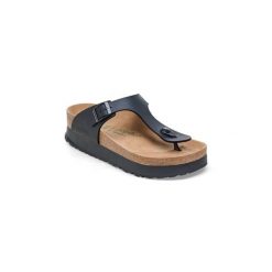 Sandały Birkenstock Gizeh Flex Platform czarne. Czarne sandały damskie Birkenstock, bez wzorów, z materiału, bez obcasa. Za 425.90 zł.
