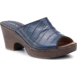 Klapki LASOCKI F237. Niebieskie klapki damskie Lasocki, bez wzorów, ze skóry, bez obcasa. Za 119.99 zł.