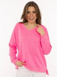 Zwillingsherz Sweter "Happiness Vibes" w kolorze różowym rozmiar: L/XL. Różowe swetry klasyczne damskie Zwillingsherz, l, z bawełny, bez kołnierzyka. Za 213.69 zł.