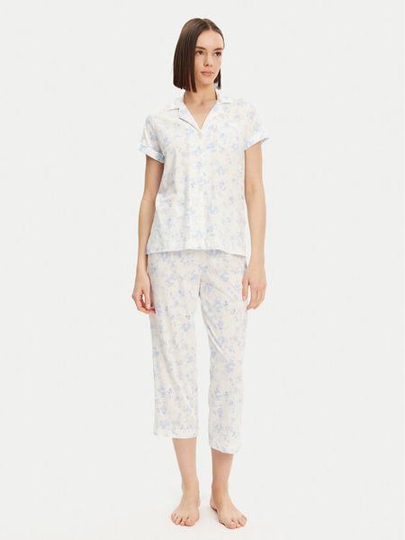 LAUREN RALPH LAUREN Piżama ILN92422 Niebieski Regular Fit. Niebieskie piżamy damskie Lauren Ralph Lauren, xl, bez wzorów, z bawełny, bez ramiączek. Za 389.99 zł.