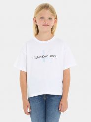 Calvin Klein Jeans T-Shirt Serenity IG0IG02434 Biały Boxy Fit. Białe koszulki dziewczęce Calvin Klein Jeans, z bawełny. Za 169.99 zł.