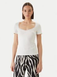 Morgan Bluzka 261-DAMOUR Biały Slim Fit. Białe bluzki damskie Morgan, l, bez wzorów, z bawełny, bez ramiączek. Za 129.99 zł.