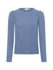 Vila koszulka z długim rękawem - VIEleina Kobiety Sztuczne włókno niebieski, M. Niebieskie t-shirty damskie Vila, m, bez wzorów, prążkowane, bez kołnierzyka. Za 159.95 zł.