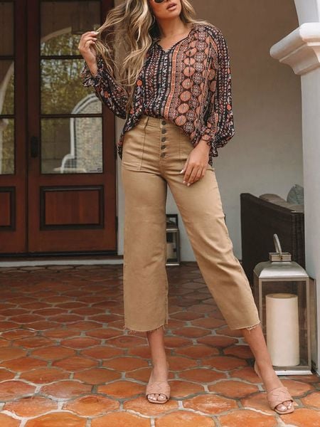 LA Angels Bluzka w kolorze jasnobrązowym rozmiar: XL. Brązowe bluzki damskie LA Angels, xl, bez wzorów, bez kołnierzyka, bez ramiączek. Za 113.99 zł.