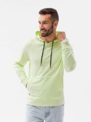 Bluza męska z kapturem - limonkowa V8. Bluzy z kapturem męskie Ombre Clothing, m, z bawełny. W wyprzedaży za 29.99 zł.