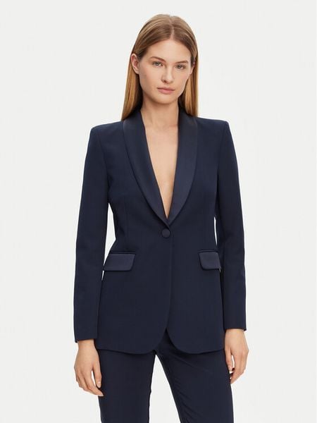 Rinascimento Marynarka CFC0123105003 Granatowy Regular Fit. Niebieskie marynarki i żakiety damskie RINASCIMENTO, l, bez wzorów, z syntetyku. Za 399.99 zł.