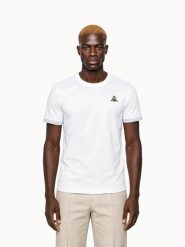 T-shirt Coq d'Or z podwójnego jersey Coq d'Or. Białe t-shirty męskie Le Coq Sportif, xl, bez wzorów, z bawełny, bez kołnierzyka. Za 311.50 zł.