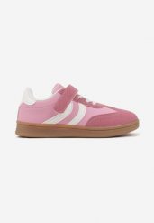 Różowe Buty Sportowe Tenisówki z Ozdobnymi Paskami Hirriti. Czerwone buty sportowe dziewczęce Renee, bez wzorów, z jeansu, bez zapięcia. Za 69.99 zł.