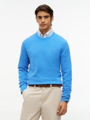 Tommy Hilfiger sweter Mężczyźni Bawełna niebieski, S. Niebieskie swetry męskie Tommy Hilfiger, m, bez wzorów, z bawełny, bez kołnierzyka. Za 409.95 zł.