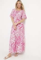 Różowa Bawełniana Sukienka Rozkloszowana w Liście Alaniva. Czerwone sukienki damskie Born2be, na co dzień, na lato, l, bez wzorów, z bawełny, eleganckie, bez kołnierzyka, bez ramiączek, maxi, rozkloszowane. W wyprzedaży za 51.99 zł.