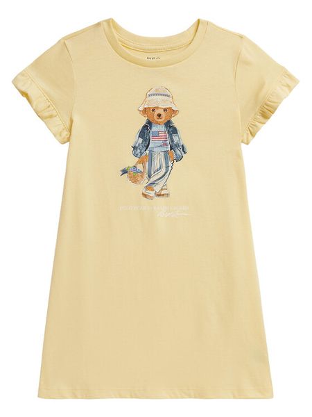 Polo Ralph Lauren Sukienka codzienna 312A11770001 Żółty Regular Fit. Żółte sukienki dziewczęce Polo Ralph Lauren, bez wzorów, z bawełny, bez ramiączek. Za 438.99 zł.