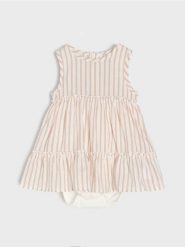 Sukienka body w paski z falbanką - wielobarwny. Sukienki dziewczęce Sinsay, bez wzorów, bez ramiączek. Za 25.99 zł.