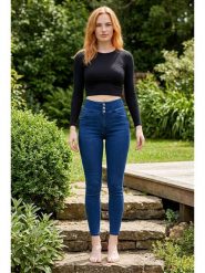 SOULSHAE Dżinsy - Skinny fit - w kolorze niebieskim rozmiar: 42. Niebieskie jeansy damskie SOULSHAE, z podwyższonym stanem. Za 154.95 zł.