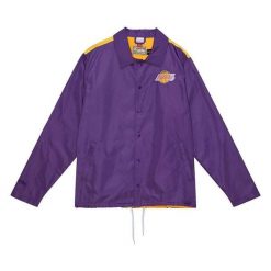 Kurtka wodoodporna Los Angeles Lakers Big Face 5.0. Fioletowe kurtki damskie Mitchell & Ness, s, z aplikacjami, z materiału, bez kaptura. Za 533.70 zł.