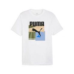 Koszulka sportowa męska Puma Graphics Summer Sports. Białe t-shirty sportowe męskie Puma, m, z bawełny, bez ramiączek, na fitness i siłownię. Za 89.00 zł.