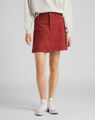 DAMSKA SPÓDNICA LEE A LINE ZIP SKIRT RED OCRE L38FQM38 112108160. Czerwone spódniczki damskie Lee, l, bez wzorów. Za 109.99 zł.