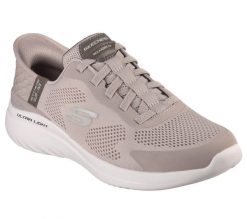 Buty sportowe Sneakersy męskie, Slip-Ins: Bounder 2.0 - Emerged. Brązowe buty sportowe na co dzień męskie Skechers, na lato, z materiału, bez zapięcia, trekkingowe. Za 399.99 zł.