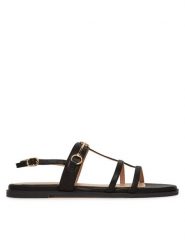 TWINSET Sandały 251TCP086 Czarny. Czarne sandały damskie Twinset, bez wzorów, ze skóry, bez obcasa, na płaskiej podeszwie. Za 629.99 zł.